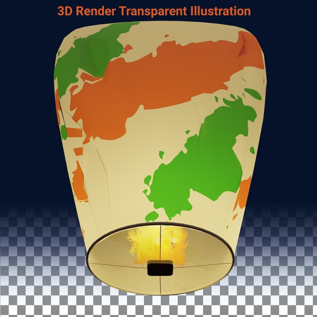 lanterne du ciel illustration de rendu 3d couleur du drapeau indien avec fond transparent