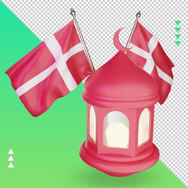 Lanterne Du Ramadan 3d Danemark Drapeau Rendu Vue Droite