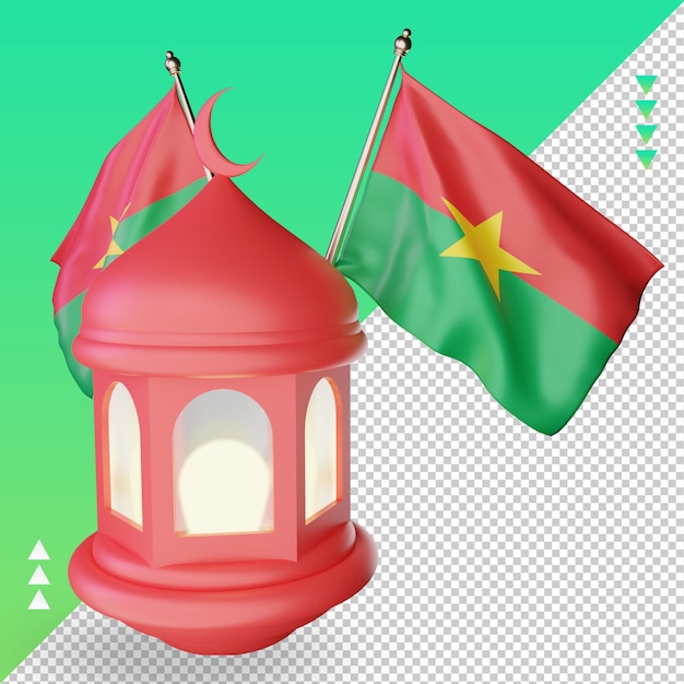 Lanterne Du Ramadan 3d Drapeau Du Burkina Faso Rendu Vue De Gauche