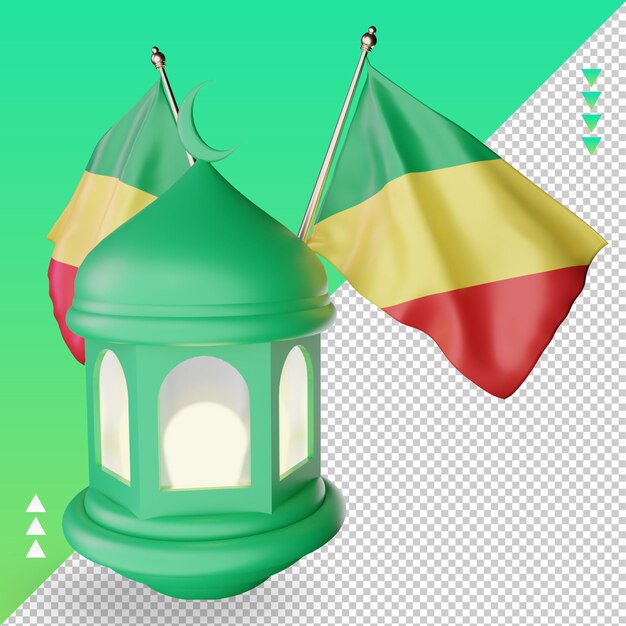 lanterne du ramadan 3d rendu du drapeau de la république du congo vue de gauche
