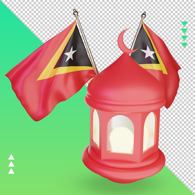 PSD lanterne du ramadan 3d timor leste drapeau rendu vue droite