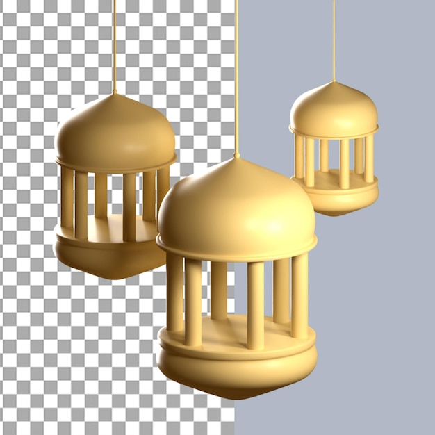 lanterne d'or illustration de rendu 3d