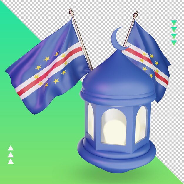 Lanterne Ramadan 3d Drapeau Cap-vert Rendu Vue Droite