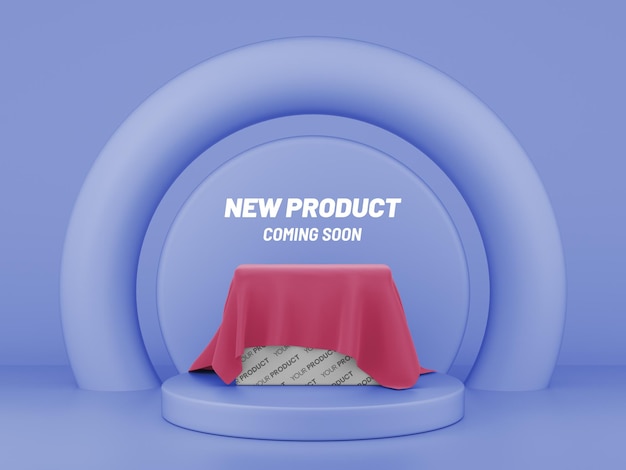 Lanzamiento de un nuevo producto maqueta de diseño de caja debajo de la cortina