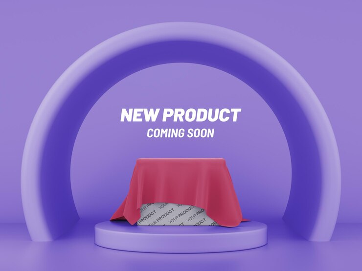 Lanzamiento de un nuevo producto Maqueta de diseño de caja debajo de la cortina