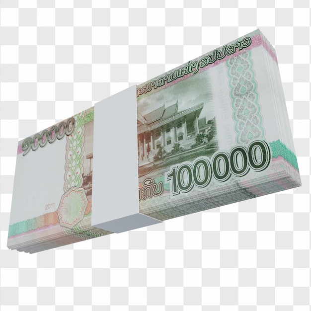 PSD laos currency kip 100.000 : pile de billets de banque lak laos