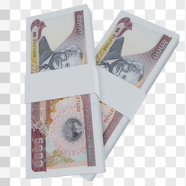 PSD laos currency kip 5.000: stapel von lak laos-banknoten