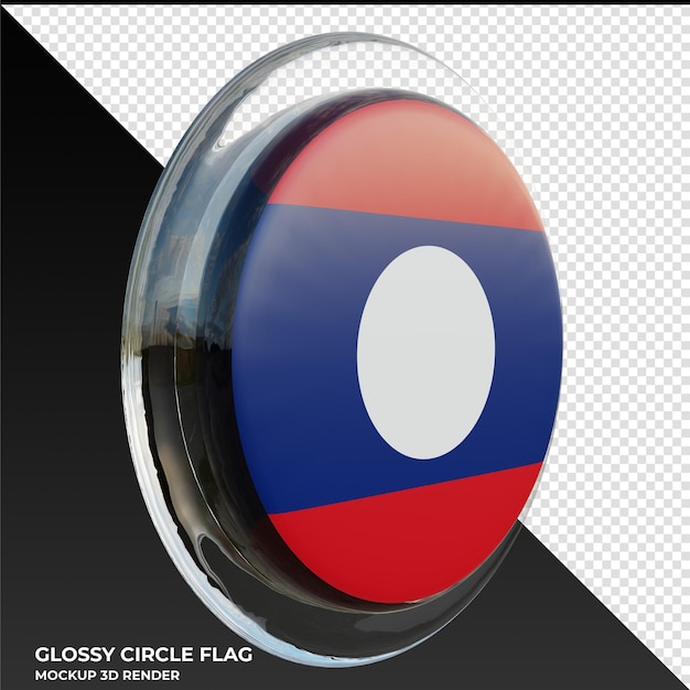 Laos0003 Bandera de círculo brillante con textura 3d realista