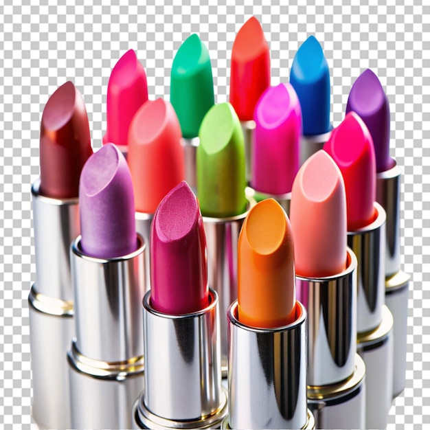 PSD lápices de labios coloridos fondo transparente