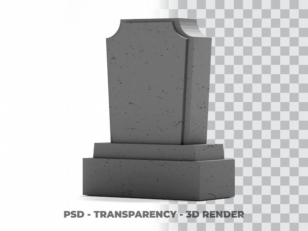 PSD lápide de lápide de lápide modelagem 3d com fundo de transparência