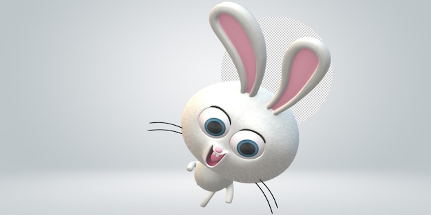 Un lapin en 3D sur un fond transparent