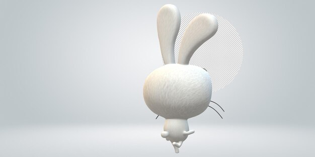 Un lapin en 3D sur un fond transparent