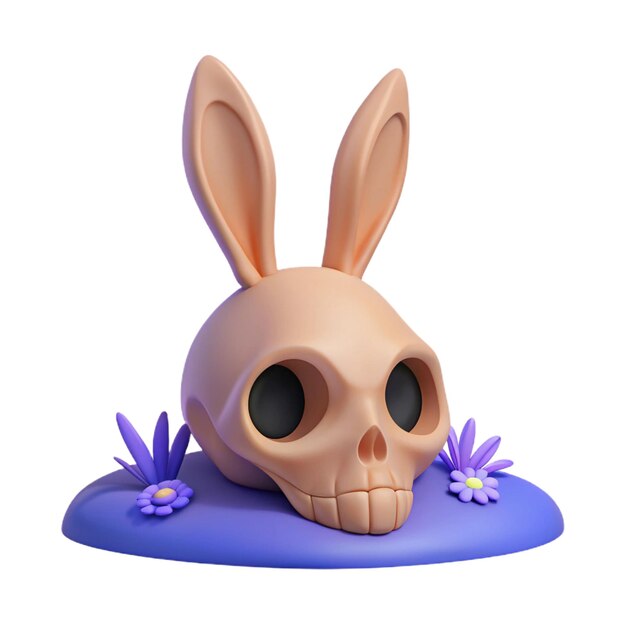 un lapin d'argile avec un visage de lapin et des fleurs dans sa bouche