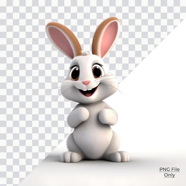 Un Lapin Brun Avec Un Visage Blanc Est Assis Sur Une Surface Blanche Uniquement Png Premium Psd