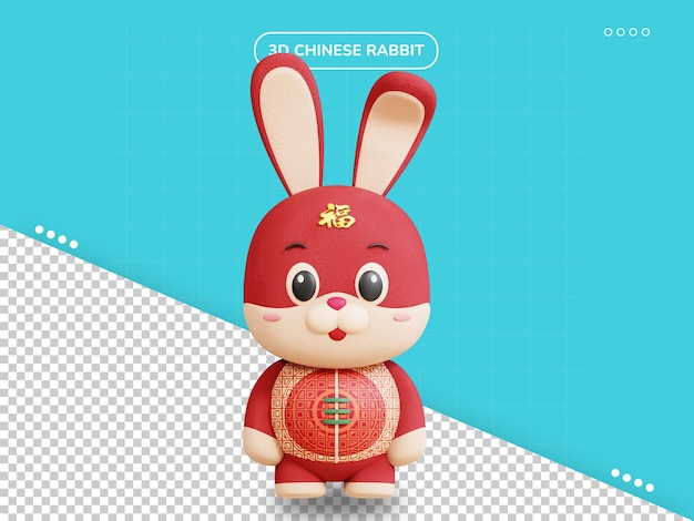 Lapin Chinois Pose Au Ralenti Personnage 3d