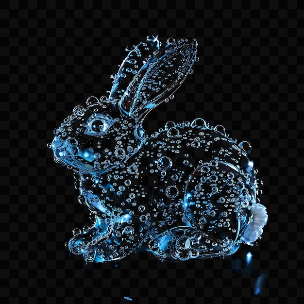 PSD un lapin dans l'eau avec des bulles et des bulles