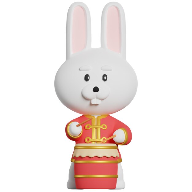 Lapin mignon jouant du tambour instrument de musique