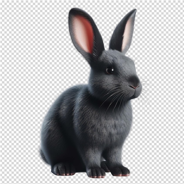 PSD un lapin noir avec une oreille rouge et un nez noir