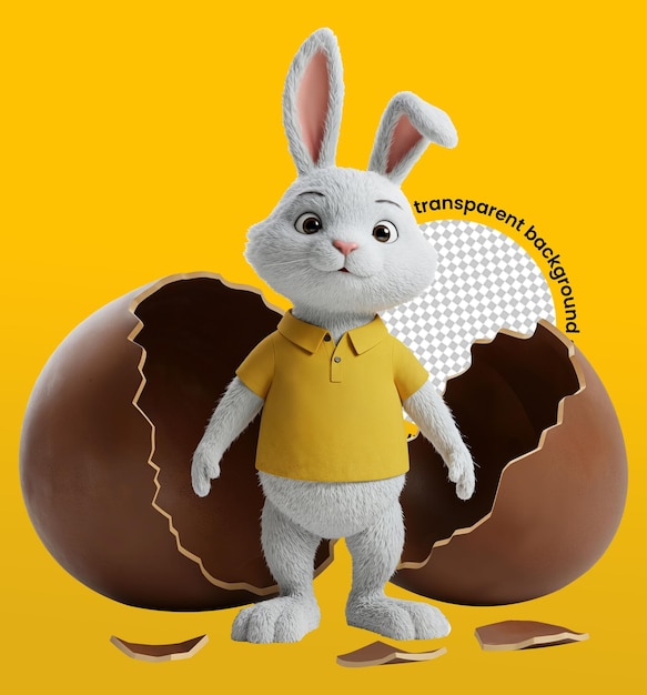 Le lapin de Pâques avec des œufs au chocolat