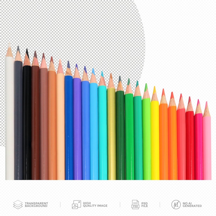 PSD lápis coloridos de madeira em fundo transparente