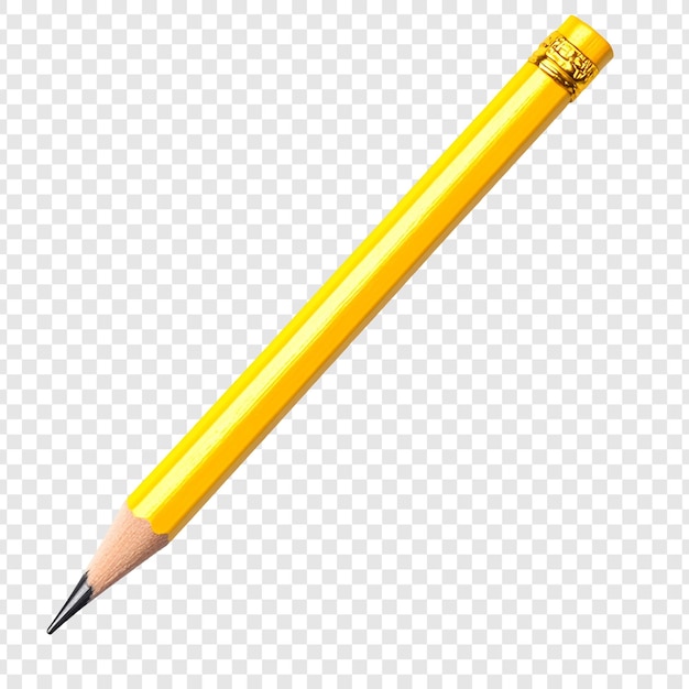 Lápiz amarillo sobre un fondo transparente