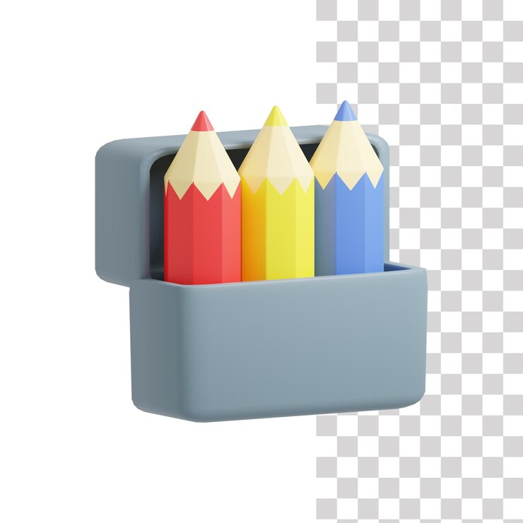 PSD un lápiz de color en una caja.