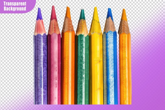 Lápiz de colores aislados sobre un fondo transparente