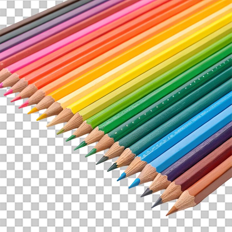 PSD lápiz de colores aislados sobre un fondo transparente