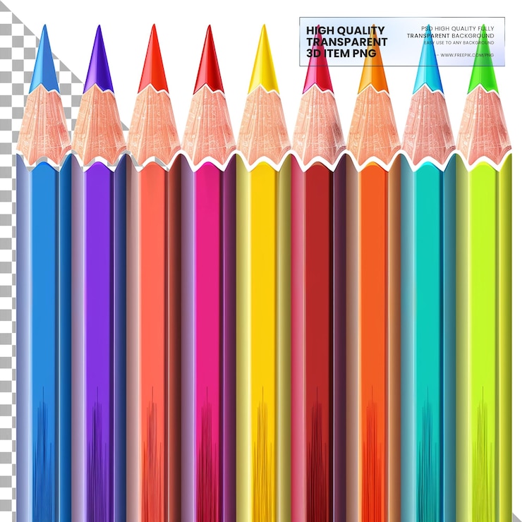 PSD lápiz de colores un conjunto de lápices de colores con pistas suaves sobre un fondo transparente