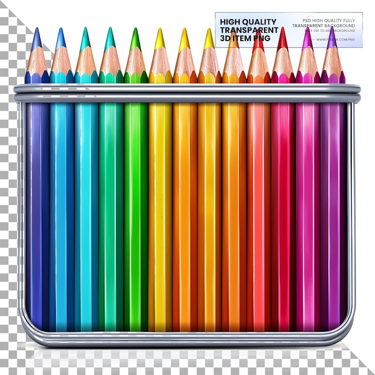 PSD lápiz de colores un conjunto de lápices de colores con pistas suaves sobre un fondo transparente