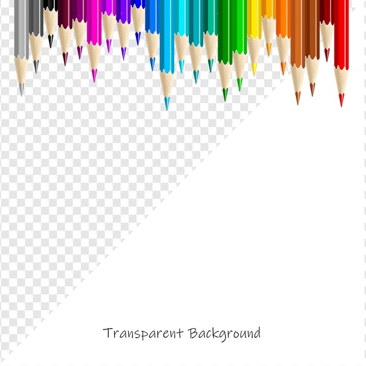 PSD lápiz de colores dispuestos sobre un fondo transparente