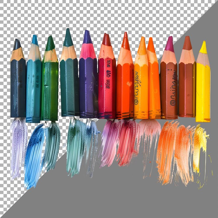 PSD lápiz de colores en un fondo transparente generado por ai
