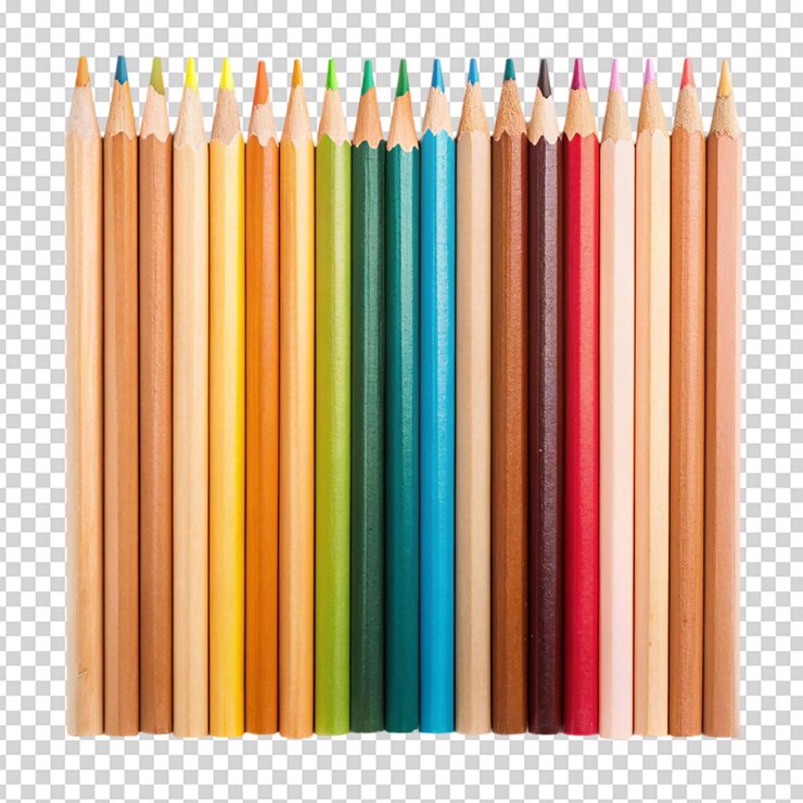 PSD lápiz de colores de madera con fondo blanco aislado