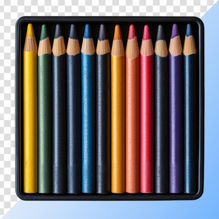 PSD lápiz de colores o lápices de colores aislados sobre un fondo transparente