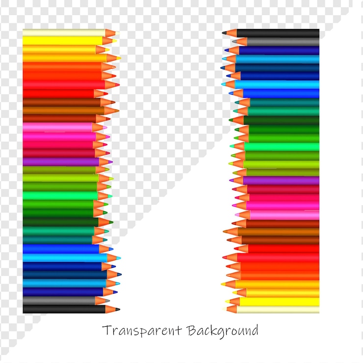 PSD lápiz de colores sobre un fondo transparente