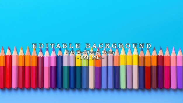 Lápiz de dibujo multicolor crayón en el fondo azul imagen generada por IA