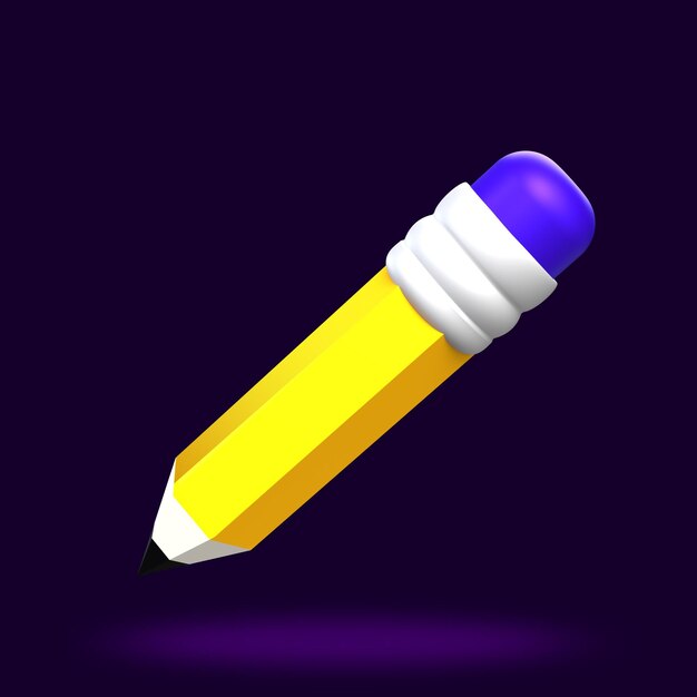 Lápiz de dibujos animados 3D con goma de borrar