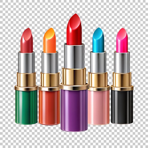 El lápiz labial colorido aislado sobre un fondo transparente