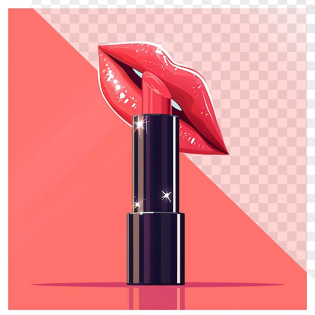 un lápiz labial rojo con un brillo de labios negro en la parte superior