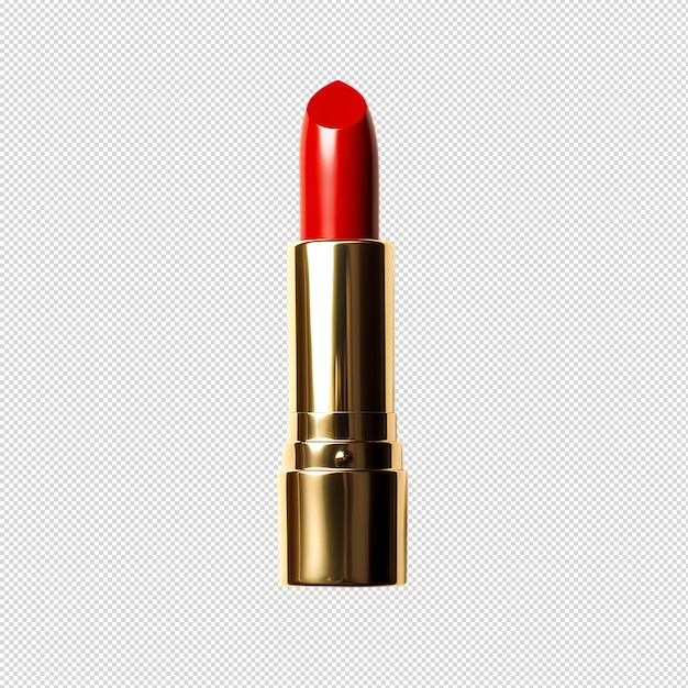 El lápiz labial rojo en un tubo de oro