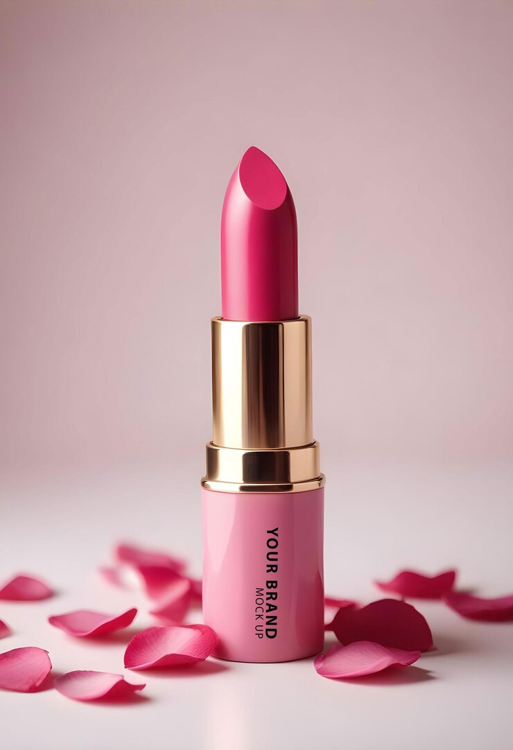 PSD un lápiz labial rosa con las palabras tú tú tú tú estás en la parte inferior