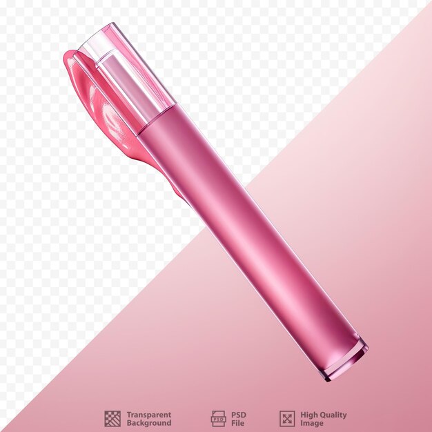 Un lápiz labial rosa sobre un fondo transparente