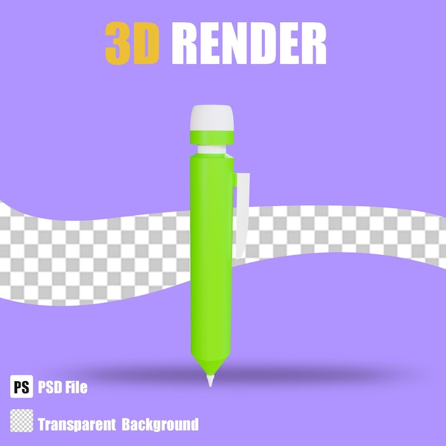 PSD lápiz de negocios de renderizado 3d con fondo transparente