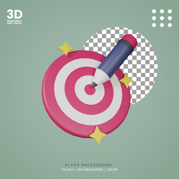 Lápiz de procesamiento 3D en la ilustración de destino