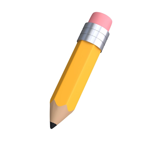 Lápiz realista con goma de borrar 3d icono de papelería para la escuela herramienta de dibujo y pintura de colores