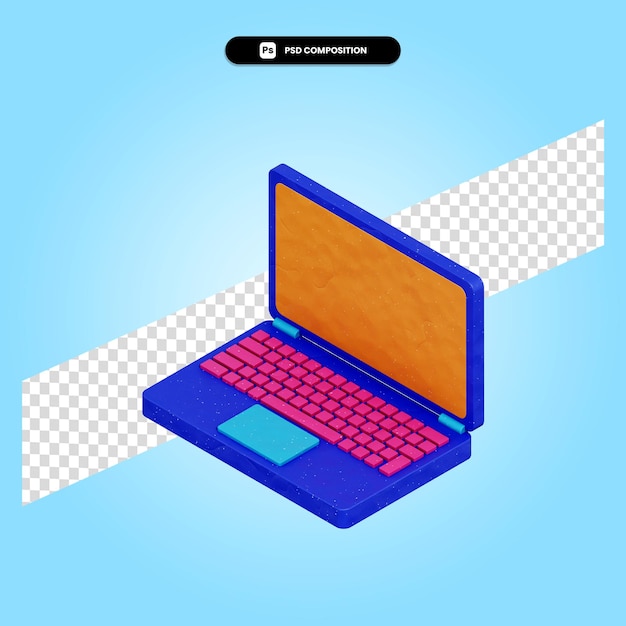 Laptop 3D-Render-Illustration isoliert