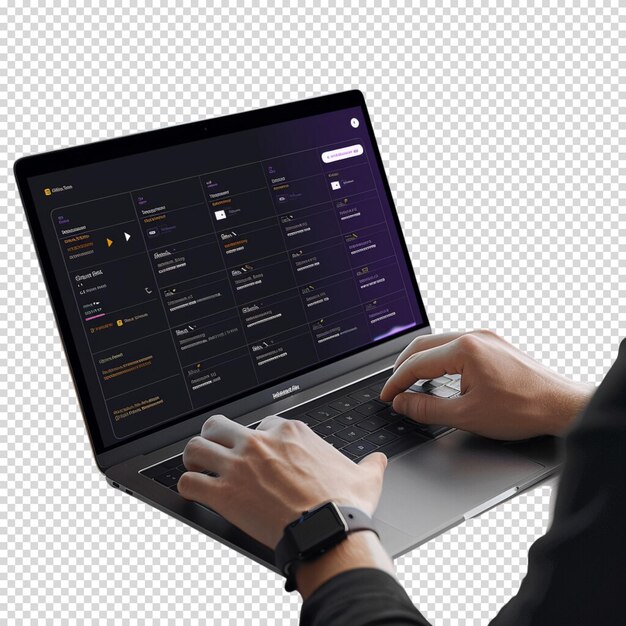 PSD laptop aislado sobre un fondo transparente