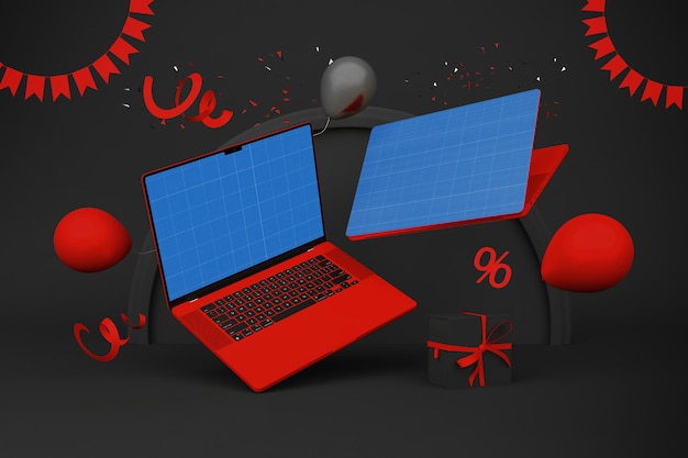 Laptop black friday mockup