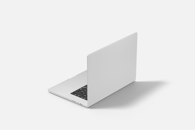 Laptop blanco Vista trasera Maqueta de portátil Pantalla en blanco Maqueta de pantalla de portátil Tecnología moderna Diseño limpio