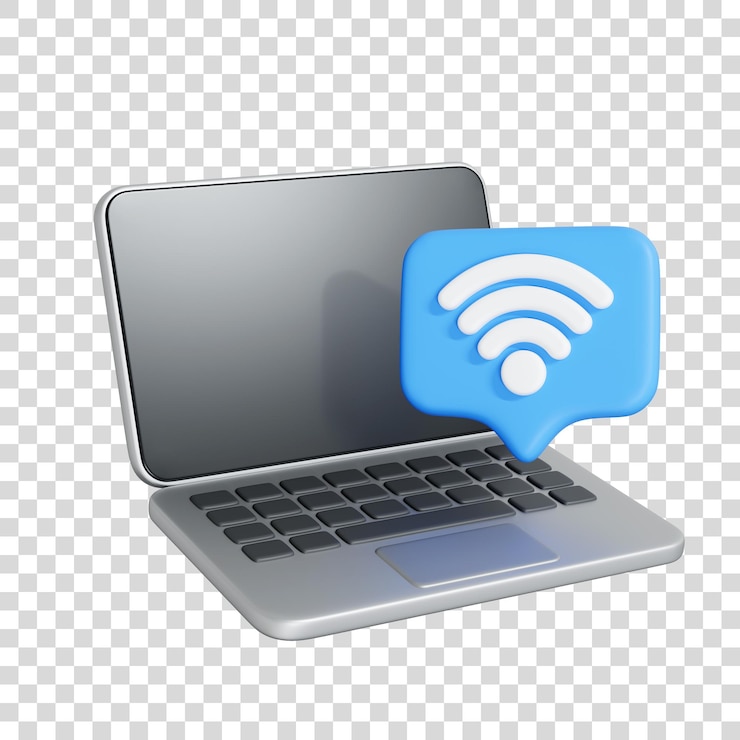PSD laptop con icona del segnale wifi